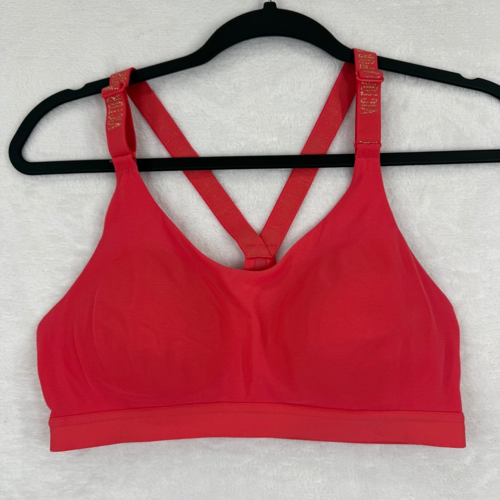 Victoria Sport Incredible Lightweight Sports Bra Red Gold Glitter Logo‎ 34B